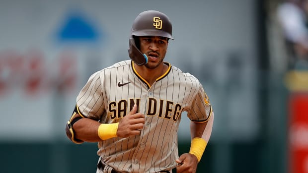 San Diego Padres OF Trent Grisham rounds bases after home run